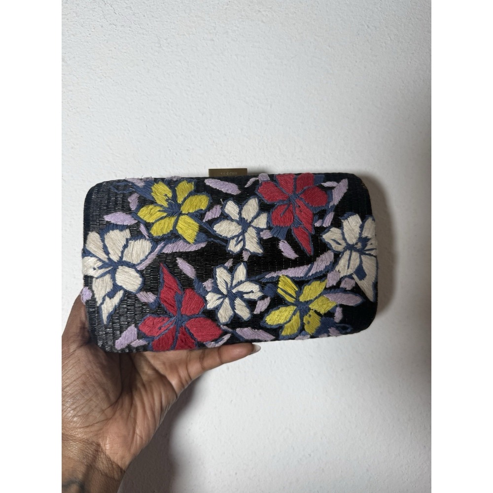 SERPUI Marie Woven Floral Colorful Wicker Handmade Clutch Handbag NWOT‎ Spring